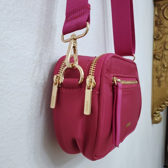 MERSI June Nylon Crossbody Bag in Magenta with Gold Hardware - Picture 4 of 15